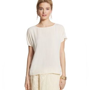 🌺🌺- Eggshell/ecru colored satin layering blouse from Chicos. New with tags s…